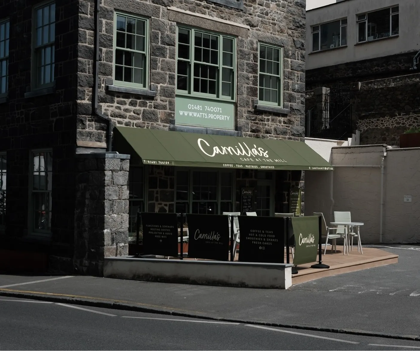 Outside Camilla's at the Mill